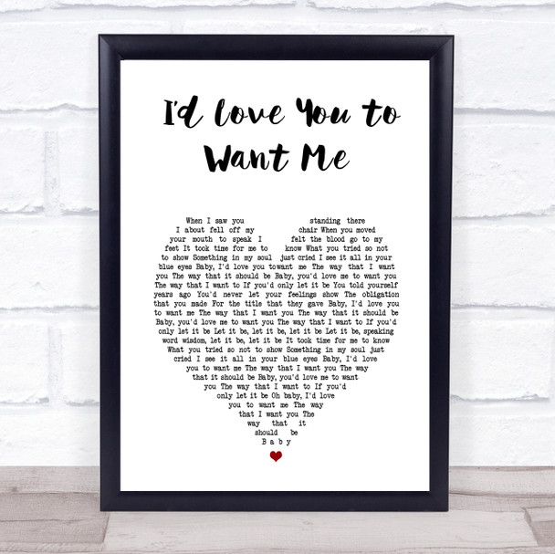 John Holt Id Love You to Want Me White Heart Song Lyric Music Poster Print