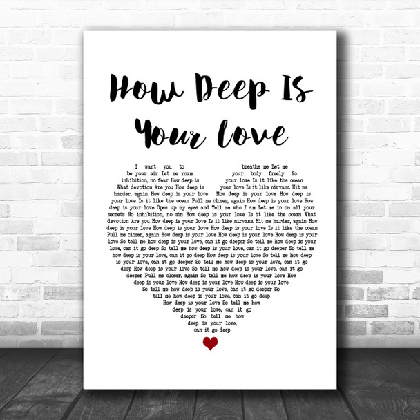 Calvin Harris & Disciples How Deep Is Your Love White Heart Song Lyric Music Poster Print