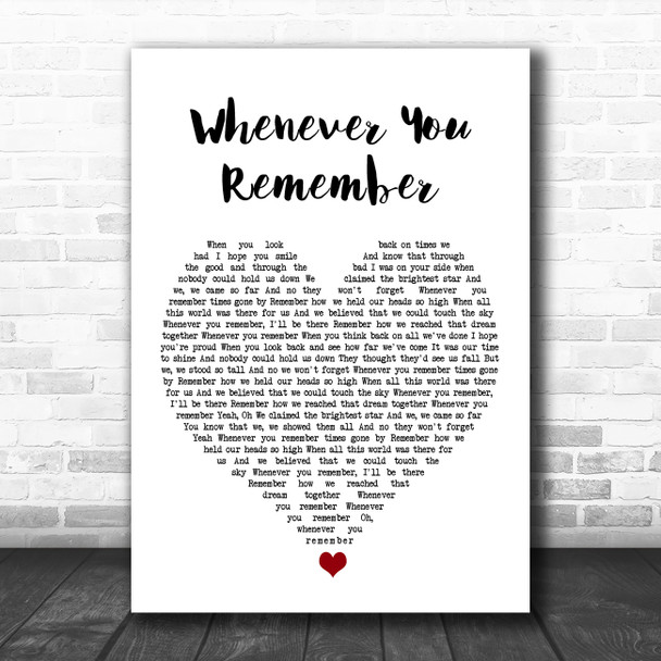 Carrie Underwood Whenever You Remember White Heart Song Lyric Music Poster Print