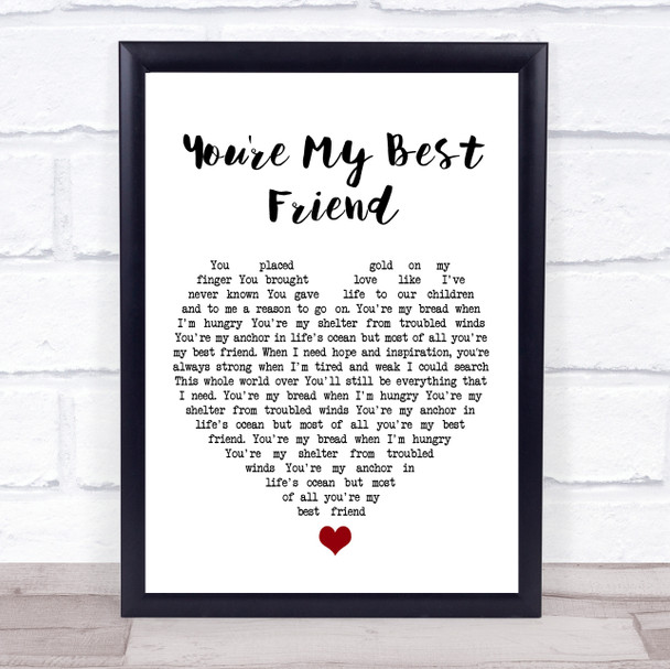 Don Williams You're My Best Friend White Heart Song Lyric Music Poster Print