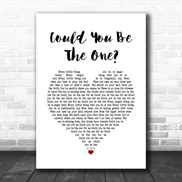 Stereophonics Could You Be The One White Heart Song Lyric Music Poster Print