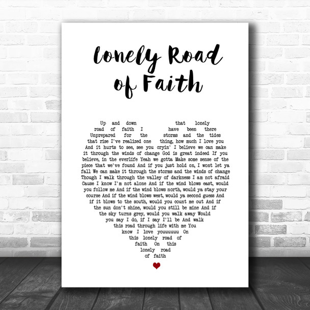 Kid Rock Lonely Road Of Faith White Heart Song Lyric Music Poster Print
