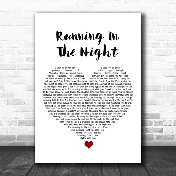 FM 84 Running In The Night White Heart Song Lyric Music Poster Print