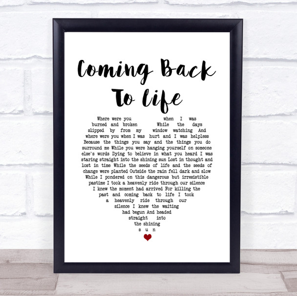 Pink Floyd Coming Back To Life White Heart Song Lyric Music Poster Print