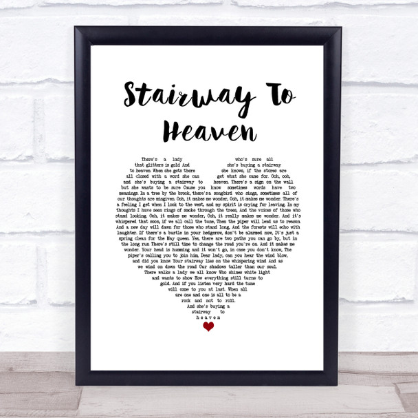 Led Zeppelin Stairway To Heaven White Heart Song Lyric Music Poster Print