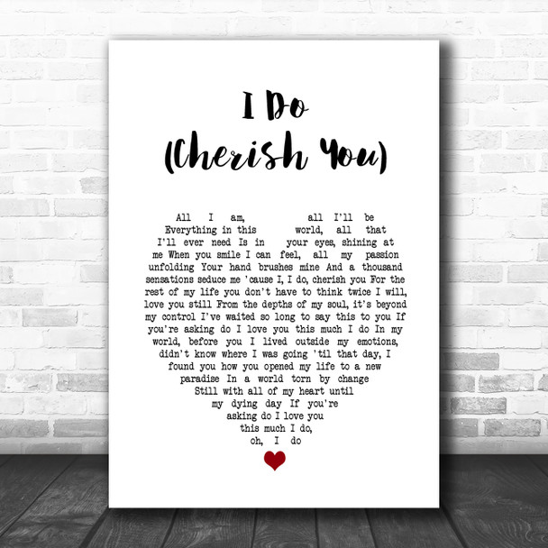 Mark Wills I Do (Cherish You) White Heart Song Lyric Music Poster Print