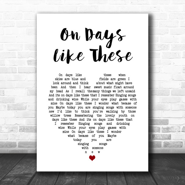 Matt Monro On Days Like These White Heart Song Lyric Music Poster Print