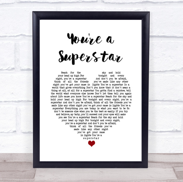 Love Inc You're a Superstar White Heart Song Lyric Music Poster Print