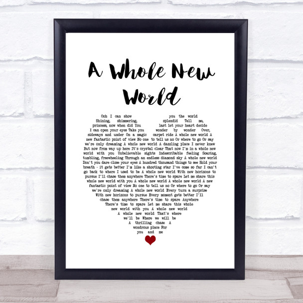 Peabo Bryson & Regina Belle A Whole New World White Heart Song Lyric Music Poster Print