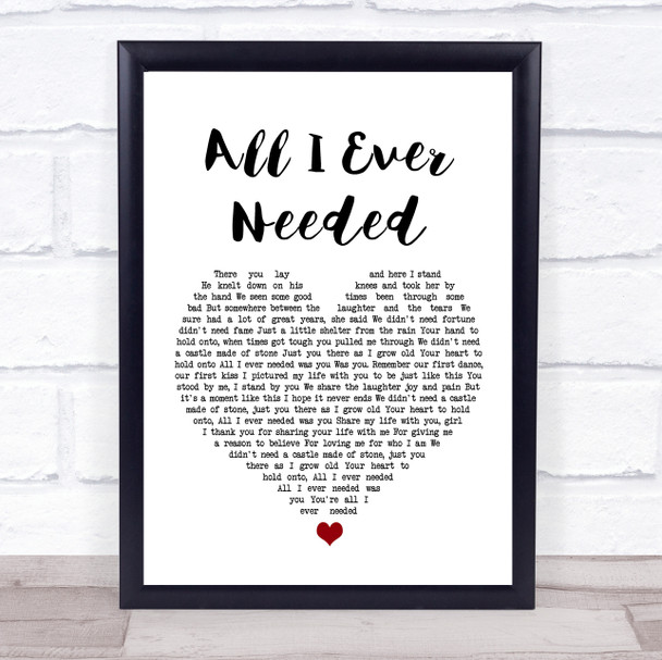 Bret Michaels All I Ever Needed White Heart Song Lyric Music Poster Print