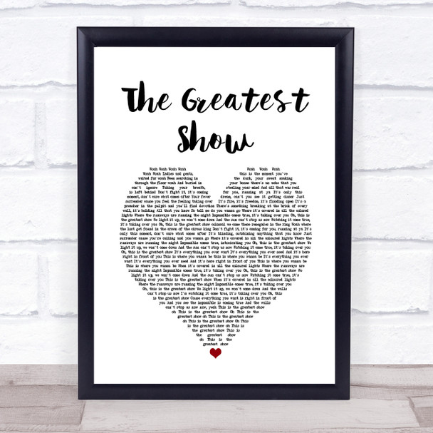 Hugh Jackman The Greatest Show White Heart Song Lyric Music Poster Print