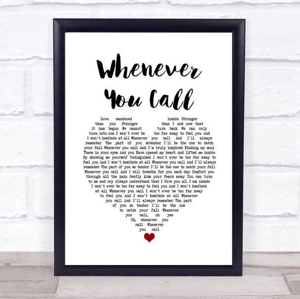 Mariah Carey Whenever You Call White Heart Song Lyric Music Poster Print
