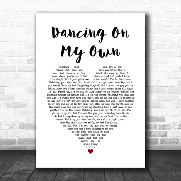 Calum Scott Dancing On My Own White Heart Song Lyric Music Poster Print