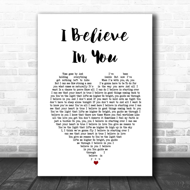 Michael Buble I Believe In You White Heart Song Lyric Music Poster Print