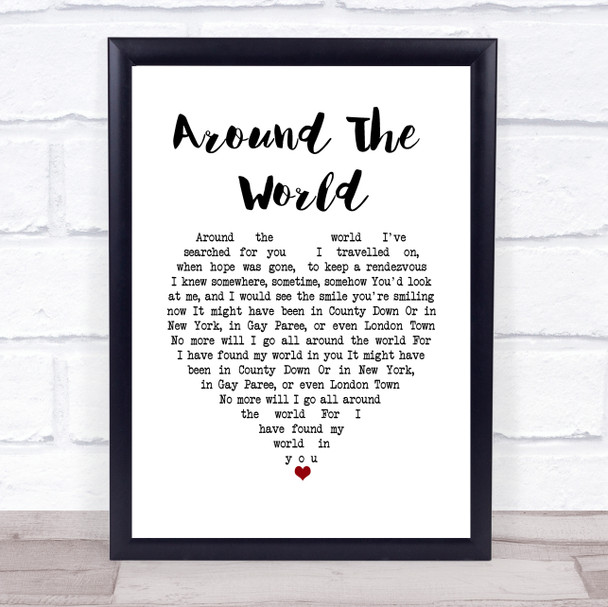 Nat King Cole Around The World White Heart Song Lyric Music Poster Print