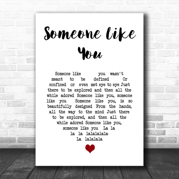 Paolo Nutini Someone Like You White Heart Song Lyric Music Poster Print