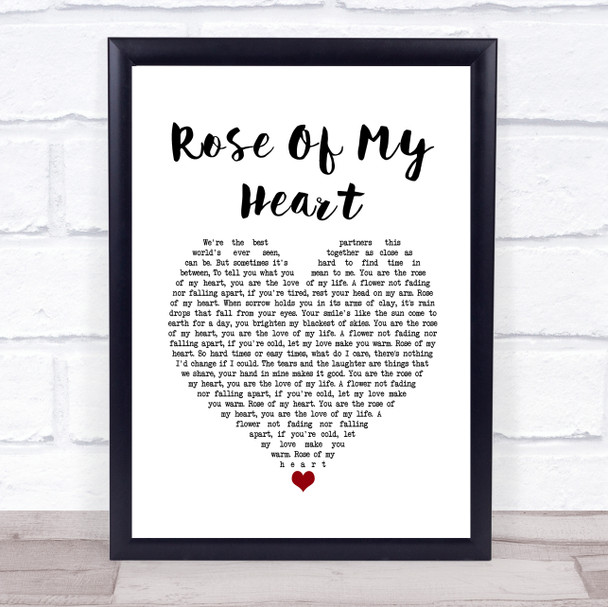 Johnny Cash Rose Of My Heart White Heart Song Lyric Music Poster Print