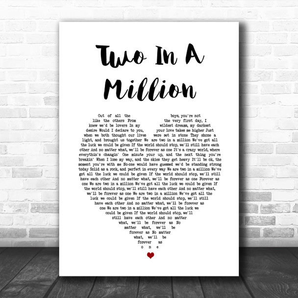 S Club 7 Two In A Million White Heart Song Lyric Music Poster Print