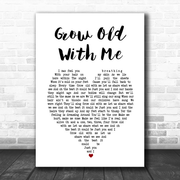 Tom Odell Grow Old With Me White Heart Song Lyric Music Poster Print