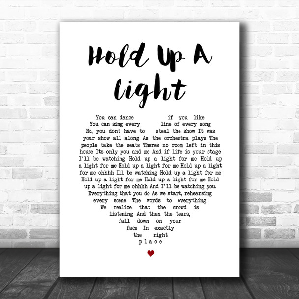 Take That Hold Up A Light White Heart Song Lyric Music Poster Print