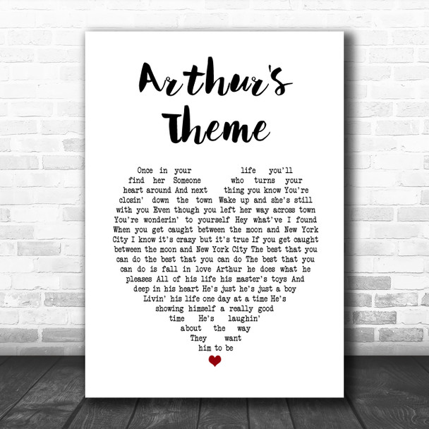 Christopher Cross Arthur's Theme White Heart Song Lyric Music Poster Print