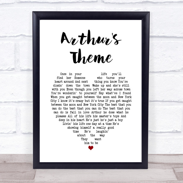 Christopher Cross Arthur's Theme White Heart Song Lyric Music Poster Print