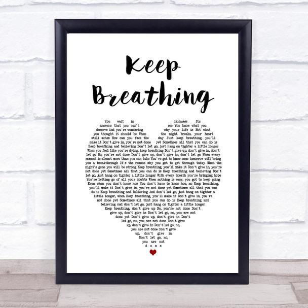 Kerrie Roberts Keep Breathing White Heart Song Lyric Music Poster Print