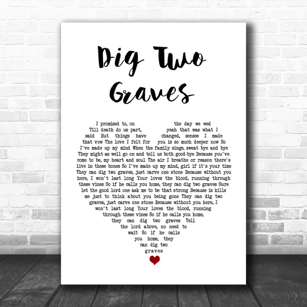 Randy Travis Dig Two Graves White Heart Song Lyric Music Poster Print