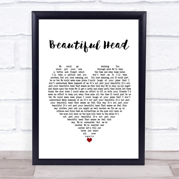 Courteeners Beautiful Head White Heart Song Lyric Music Poster Print
