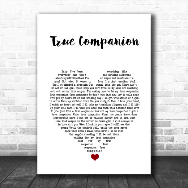 Marc Cohn True Companion White Heart Song Lyric Music Poster Print