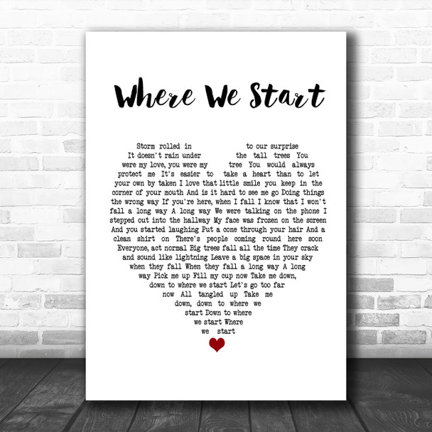 Vance Joy Where We Start White Heart Song Lyric Music Poster Print