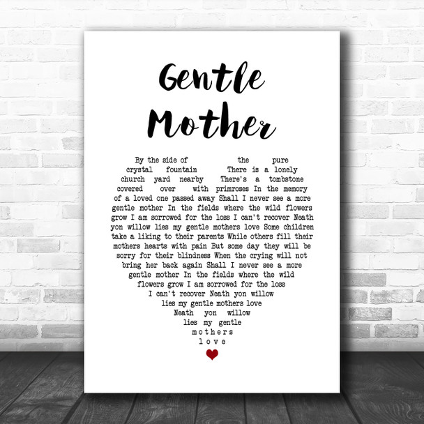 Foster and Allen Gentle Mother White Heart Song Lyric Music Poster Print