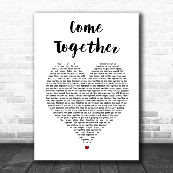 Primal Scream Come Together White Heart Song Lyric Music Poster Print