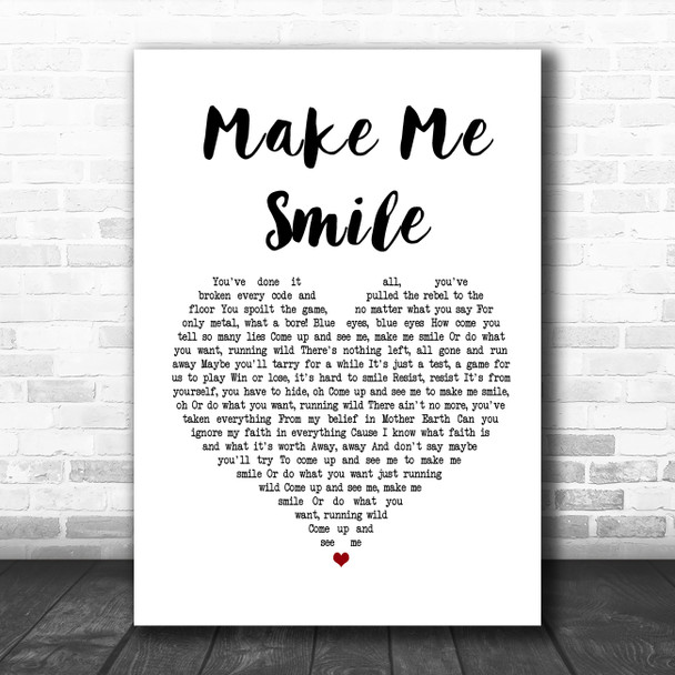 Steve Harley Make Me Smile White Heart Song Lyric Music Poster Print