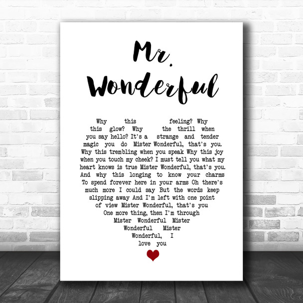 Peggy Lee Mr. Wonderful White Heart Song Lyric Music Poster Print