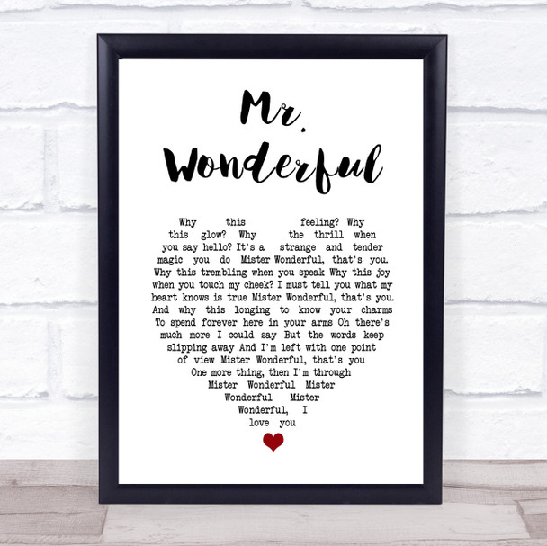 Peggy Lee Mr. Wonderful White Heart Song Lyric Music Poster Print