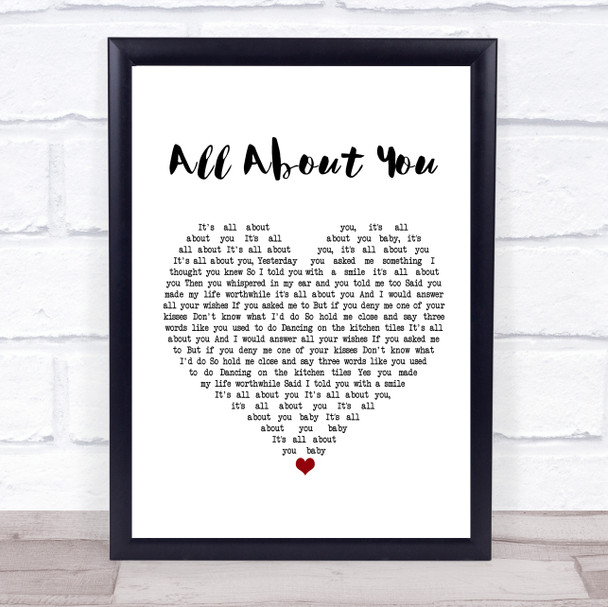 McFly All About You White Heart Song Lyric Music Poster Print