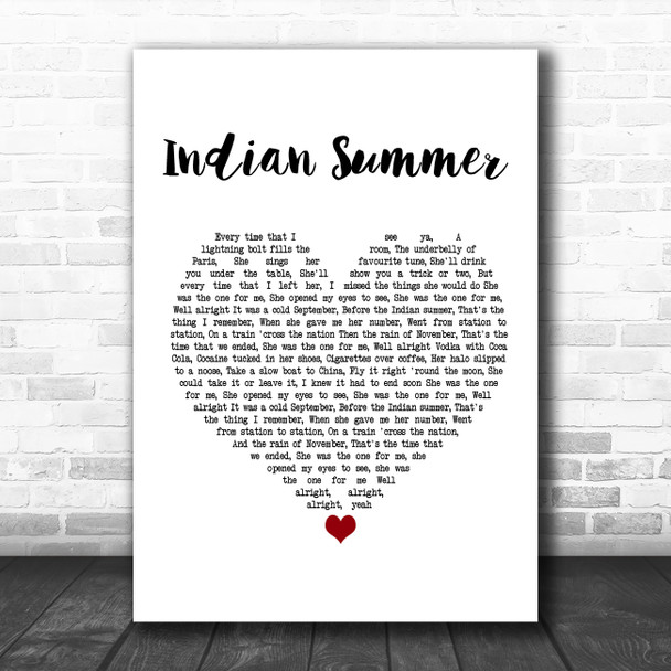 Stereophonics Indian Summer White Heart Song Lyric Music Poster Print