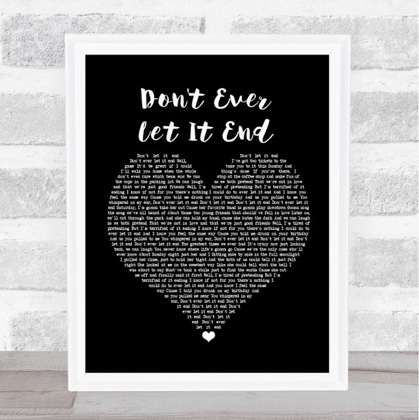 Nickelback Don't Ever Let It End Black Heart Song Lyric Music Wall Art Print