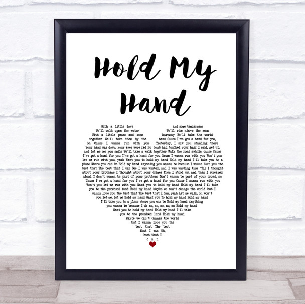 Hootie & the Blowfish Hold My Hand White Heart Song Lyric Music Poster Print