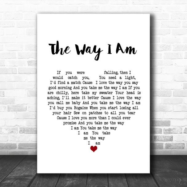 Ingrid Michaelson The Way I Am White Heart Song Lyric Music Poster Print