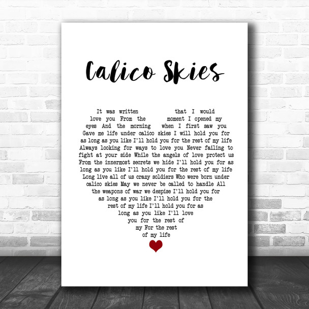 Paul McCartney Calico Skies White Heart Song Lyric Music Poster Print