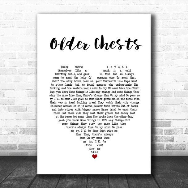 Damien Rice Older Chests White Heart Song Lyric Music Poster Print