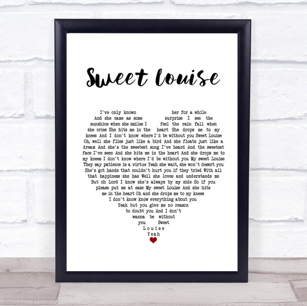 Passenger Sweet Louise White Heart Song Lyric Music Poster Print