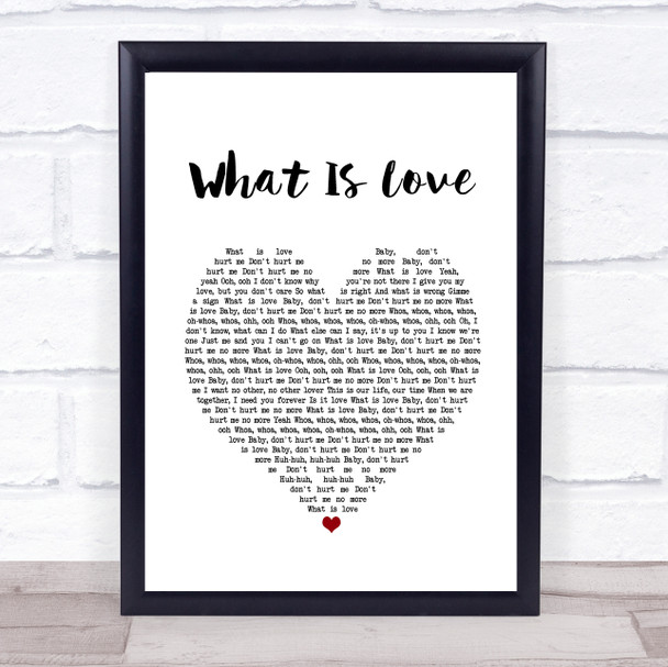 Haddaway What Is Love White Heart Song Lyric Music Poster Print