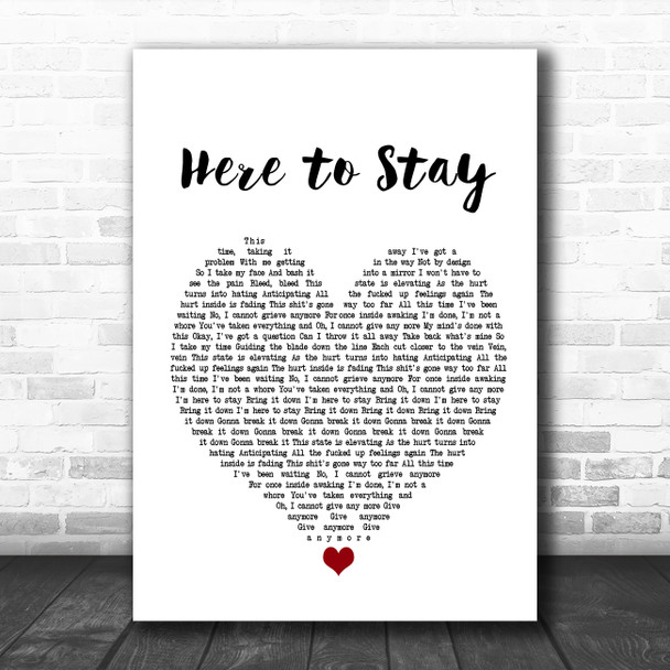 Korn Here to Stay White Heart Song Lyric Music Poster Print