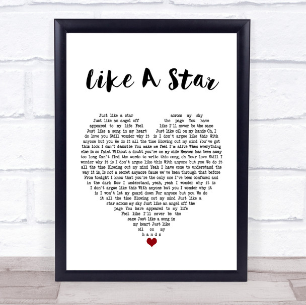 Corinne Bailey Rae Like A Star White Heart Song Lyric Music Poster Print