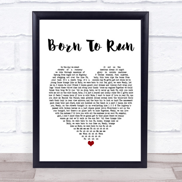 Bruce Springsteen Born To Run White Heart Song Lyric Music Poster Print