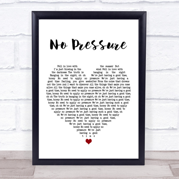 The Kooks No Pressure White Heart Song Lyric Music Poster Print