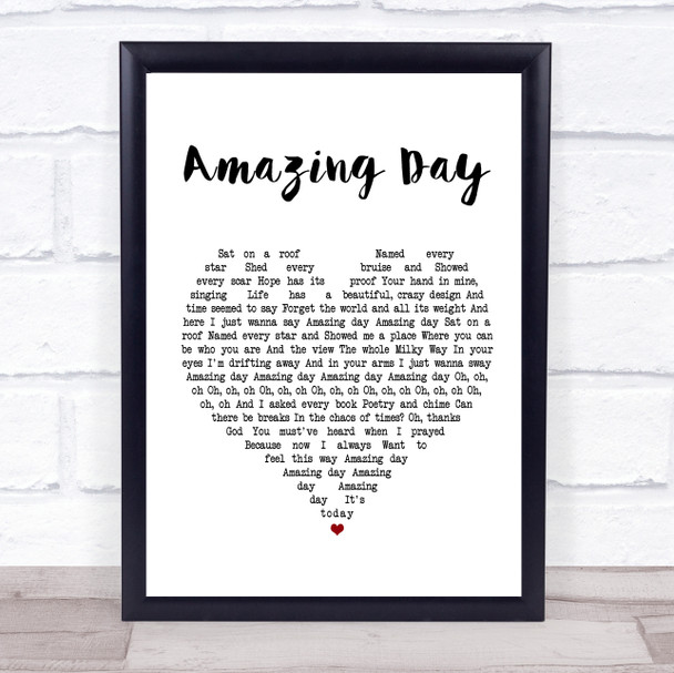 Coldplay Amazing Day White Heart Song Lyric Music Poster Print